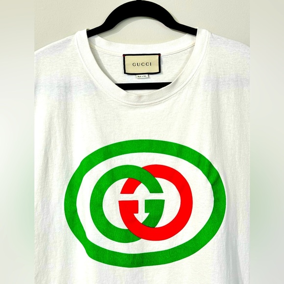 Gucci T shirt Authentic Classic GG Oval Logo Off White Short Sleeve Size L Used! - Picture 4 of 16